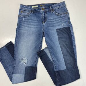 Kut From The Kloth Jeans Catherine Boyfriend 6 Colorblock Stretch Denim Holes